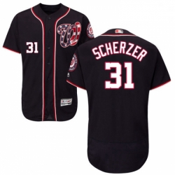 Mens Majestic Washington Nationals 31 Max Scherzer Navy Blue Alternate Flex Base Authentic Collection MLB Jersey