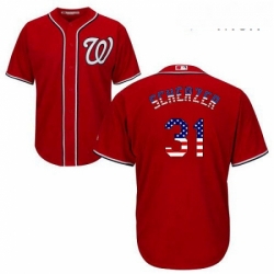 Mens Majestic Washington Nationals 31 Max Scherzer Replica Red USA Flag Fashion MLB Jersey