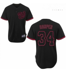 Mens Majestic Washington Nationals 34 Bryce Harper Replica Black Fashion MLB Jersey