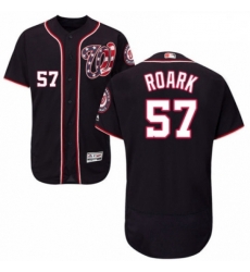 Mens Majestic Washington Nationals 57 Tanner Roark Navy Blue Alternate Flex Base Authentic Collection MLB Jersey