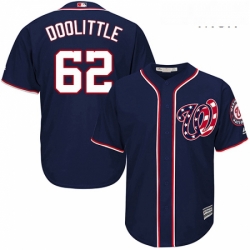 Mens Majestic Washington Nationals 62 Sean Doolittle Replica Navy Blue Alternate 2 Cool Base MLB Jersey 