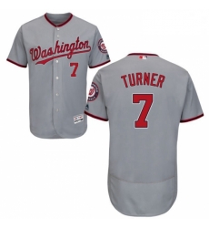 Mens Majestic Washington Nationals 7 Trea Turner Grey Flexbase Authentic Collection MLB Jersey