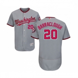 Mens Washington Nationals 20 Kyle Barraclough Grey Road Flex Base Authentic Collection Baseball Jersey