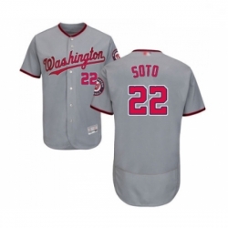 Mens Washington Nationals 22 Juan Soto Grey Road Flex Base Authentic Collection Baseball Jersey