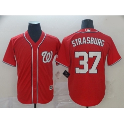 Nationals 37 Stephen Strasburg Red Cool Base Jersey