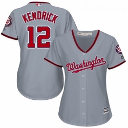 Womens Majestic Washington Nationals 12 Howie Kendrick Replica Grey Road Cool Base MLB Jersey 