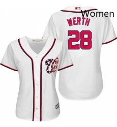 Womens Majestic Washington Nationals 28 Jayson Werth Authentic White MLB Jersey