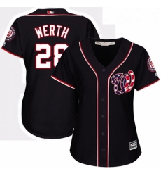 Womens Majestic Washington Nationals 28 Jayson Werth Replica Navy Blue Alternate 2 Cool Base MLB Jersey