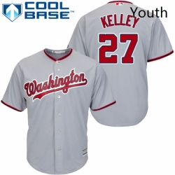 Youth Majestic Washington Nationals 27 Shawn Kelley Replica Grey Road Cool Base MLB Jersey