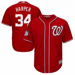 Youth Majestic Washington Nationals 34 Bryce Harper Authentic Scarlet 2017 Spring Training Cool Base MLB Jersey