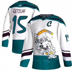 Men Anaheim Ducks 15 Ryan Getzlaf White 2020 21 Reverse Retro Adidas Jersey