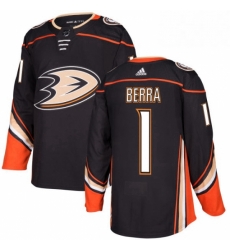 Mens Adidas Anaheim Ducks 1 Reto Berra Authentic Black Home NHL Jersey 