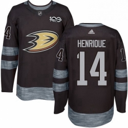 Mens Adidas Anaheim Ducks 14 Adam Henrique Authentic Black 1917 2017 100th Anniversary NHL Jersey 