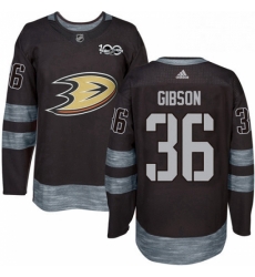 Mens Adidas Anaheim Ducks 36 John Gibson Premier Black 1917 2017 100th Anniversary NHL Jersey 