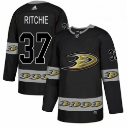 Mens Adidas Anaheim Ducks 37 Nick Ritchie Premier Black Team Logo Fashion NHL Jersey 