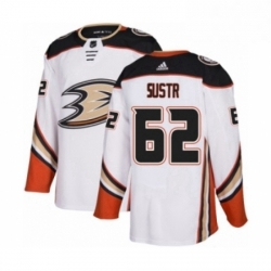 Mens Adidas Anaheim Ducks 62 Andrej Sustr Authentic White Away NHL Jersey 