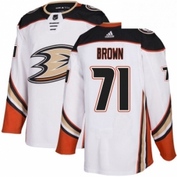 Mens Adidas Anaheim Ducks 71 JT Brown Authentic White Away NHL Jersey 