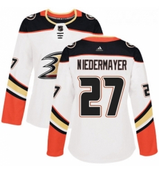 Womens Adidas Anaheim Ducks 27 Scott Niedermayer Authentic White Away NHL Jersey 