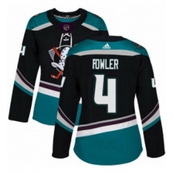 Womens Adidas Anaheim Ducks 4 Cam Fowler Authentic Black Teal Third NHL Jersey 