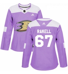 Womens Adidas Anaheim Ducks 67 Rickard Rakell Authentic Purple Fights Cancer Practice NHL Jersey 