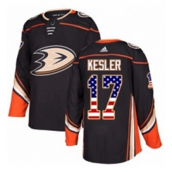 Youth Adidas Anaheim Ducks 17 Ryan Kesler Authentic Black USA Flag Fashion NHL Jersey 