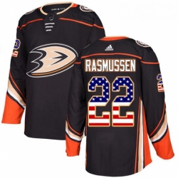 Youth Adidas Anaheim Ducks 22 Dennis Rasmussen Authentic Black USA Flag Fashion NHL Jersey 