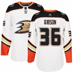 Youth Adidas Anaheim Ducks 36 John Gibson Authentic White Away NHL Jersey 