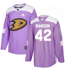 Youth Adidas Anaheim Ducks 42 Josh Manson Authentic Purple Fights Cancer Practice NHL Jersey 