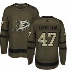 Youth Adidas Anaheim Ducks 47 Hampus Lindholm Premier Green Salute to Service NHL Jersey 