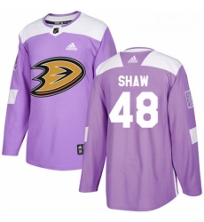 Youth Adidas Anaheim Ducks 48 Logan Shaw Authentic Purple Fights Cancer Practice NHL Jersey 