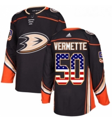 Youth Adidas Anaheim Ducks 50 Antoine Vermette Authentic Black USA Flag Fashion NHL Jersey 