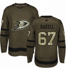 Youth Adidas Anaheim Ducks 67 Rickard Rakell Authentic Green Salute to Service NHL Jersey 