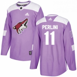 Mens Adidas Arizona Coyotes 11 Brendan Perlini Authentic Purple Fights Cancer Practice NHL Jersey 