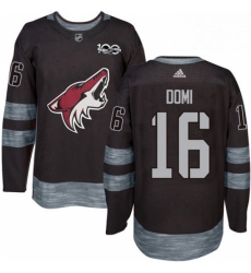 Mens Adidas Arizona Coyotes 16 Max Domi Authentic Black 1917 2017 100th Anniversary NHL Jersey 