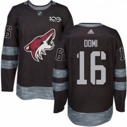 Mens Adidas Arizona Coyotes 16 Max Domi Authentic Black 1917 2017 100th Anniversary NHL Jersey 