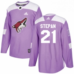 Mens Adidas Arizona Coyotes 21 Derek Stepan Authentic Purple Fights Cancer Practice NHL Jersey 