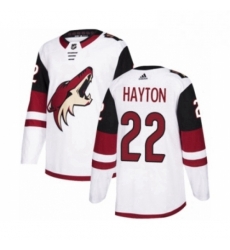 Mens Adidas Arizona Coyotes 22 Barrett Hayton Authentic White Away NHL Jerse