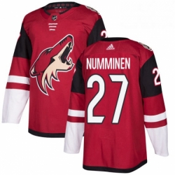 Mens Adidas Arizona Coyotes 27 Teppo Numminen Premier Burgundy Red Home NHL Jersey 