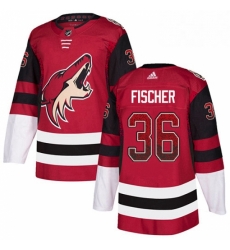 Mens Adidas Arizona Coyotes 36 Christian Fischer Authentic Maroon Drift Fashion NHL Jersey 