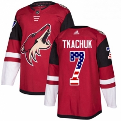 Mens Adidas Arizona Coyotes 7 Keith Tkachuk Authentic Red USA Flag Fashion NHL Jersey 