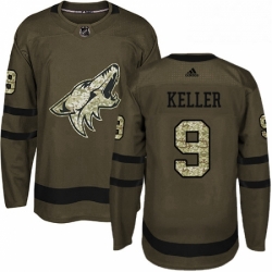 Mens Adidas Arizona Coyotes 9 Clayton Keller Premier Green Salute to Service NHL Jersey 