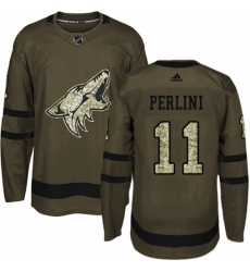 Youth Adidas Arizona Coyotes 11 Brendan Perlini Premier Green Salute to Service NHL Jersey 