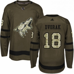 Youth Adidas Arizona Coyotes 18 Christian Dvorak Premier Green Salute to Service NHL Jersey 