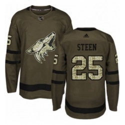 Youth Adidas Arizona Coyotes 25 Thomas Steen Authentic Green Salute to Service NHL Jersey 