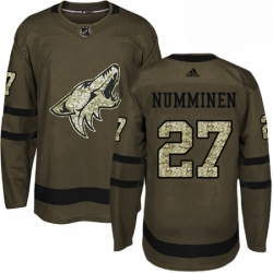 Youth Adidas Arizona Coyotes 27 Teppo Numminen Premier Green Salute to Service NHL Jersey 