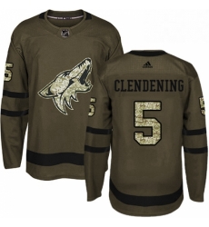 Youth Adidas Arizona Coyotes 5 Adam Clendening Authentic Green Salute to Service NHL Jersey 