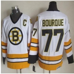 Boston Bruins #77 Ray Bourque White-Yellow CCM Throwback Stitched NHL Jersey