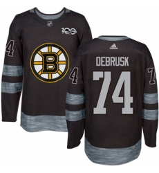 Mens Adidas Boston Bruins 74 Jake DeBrusk Authentic Black 1917 2017 100th Anniversary NHL Jersey 