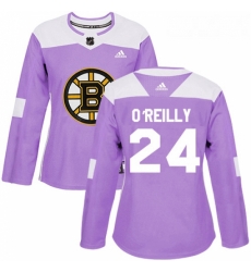 Womens Adidas Boston Bruins 24 Terry OReilly Authentic Purple Fights Cancer Practice NHL Jersey 