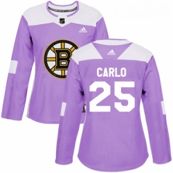 Womens Adidas Boston Bruins 25 Brandon Carlo Authentic Purple Fights Cancer Practice NHL Jersey 